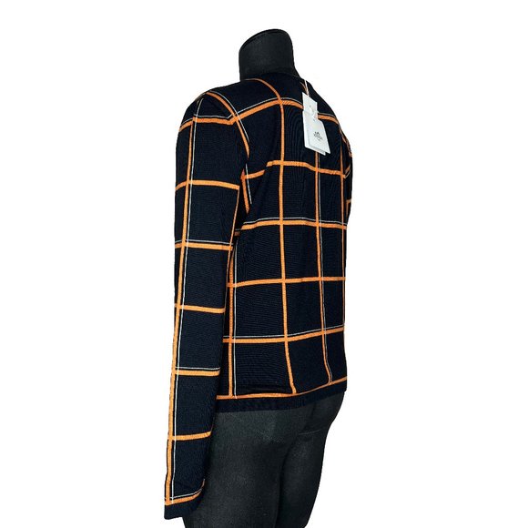 Hermes Womens Tattersall Sweater Wool & Silk EU 40 Pullover Orange Black NWT - Picture 7 of 14